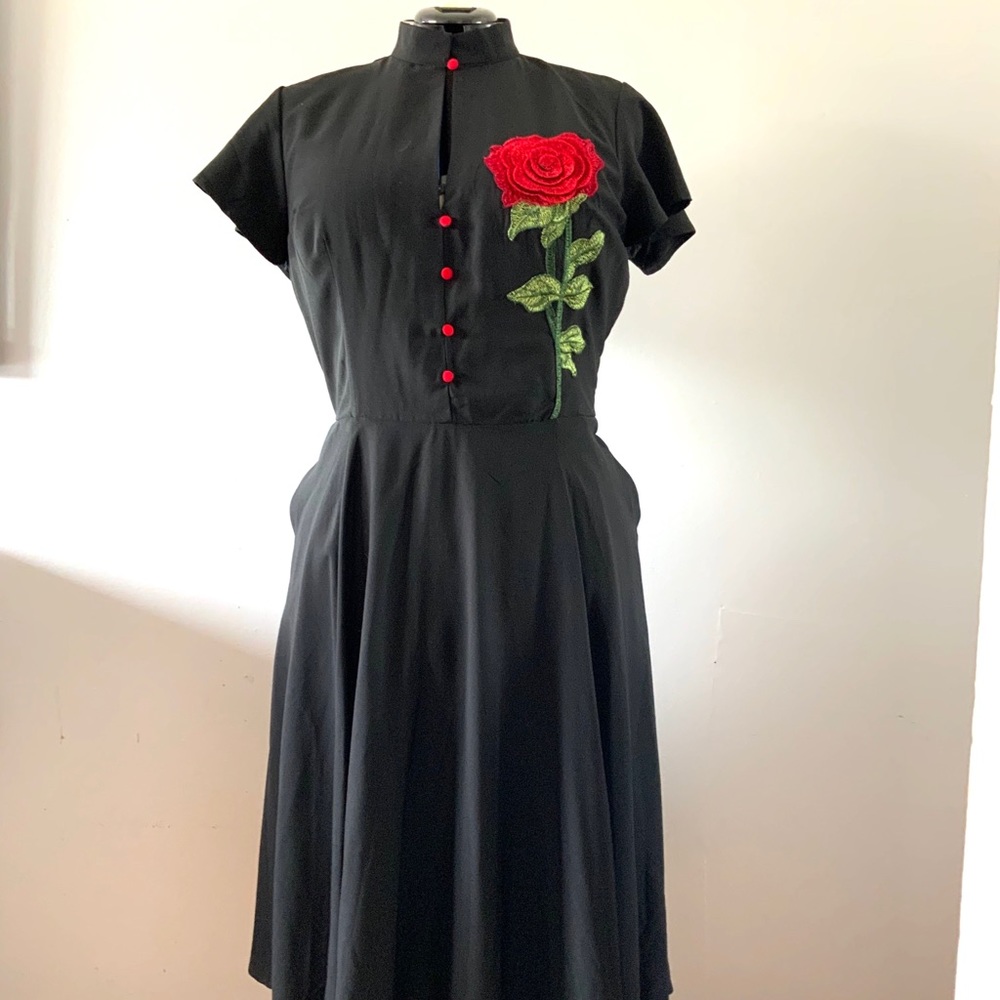 Unique Vintage Embroidered Flower Dress
